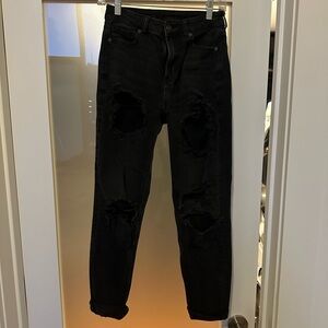 American Eagle Distressed Black Mom Jeans